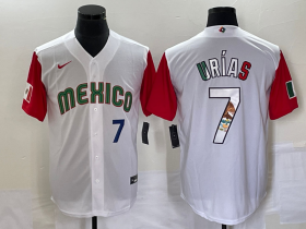 Wholesale Cheap Men\'s Mexico Baseball #7 Julio Urias Number 2023 White Red World Classic Stitched Jersey12