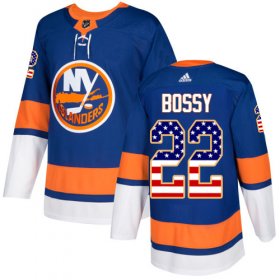 Wholesale Cheap Adidas Islanders #22 Mike Bossy Royal Blue Home Authentic USA Flag Stitched Youth NHL Jersey