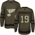 Wholesale Cheap Adidas Blues #19 Jay Bouwmeester Green Salute to Service Stitched NHL Jersey