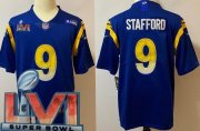 Wholesale Cheap Youth Los Angeles Rams #9 Matthew Stafford Limited Royal 2022 Super Bowl LVI Bound Vapor Jersey
