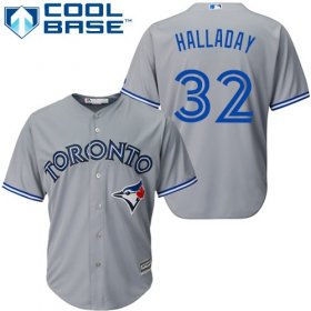 Wholesale Cheap Blue Jays #32 Roy Halladay Grey Cool Base Stitched Youth MLB Jersey