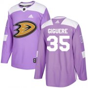 Wholesale Cheap Adidas Ducks #35 Jean-Sebastien Giguere Purple Authentic Fights Cancer Stitched NHL Jersey