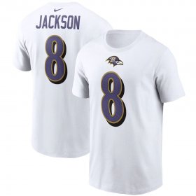 Wholesale Cheap Baltimore Ravens #8 Lamar Jackson Nike Team Player Name & Number T-Shirt White