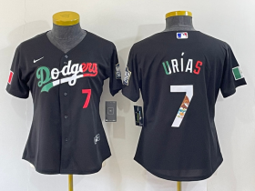Wholesale Cheap Women\'s Los Angeles Dodgers #7 Julio Urias Black Mexico Number 2020 World Series Cool Base Nike Jersey