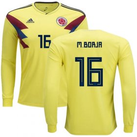Wholesale Cheap Colombia #16 M.Borja Home Long Sleeves Soccer Country Jersey