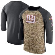 Wholesale Cheap Men's New York Giants Nike Camo Anthracite Salute to Service Sideline Legend Performance Three-Quarter Sleeve T-Shirt