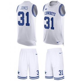 Wholesale Cheap Nike Cowboys #31 Byron Jones White Men\'s Stitched NFL Limited Tank Top Suit Jersey