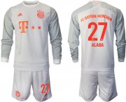 Wholesale Cheap Men 2020-2021 club Bayern Munchen away long sleeves 27 white Soccer Jerseys