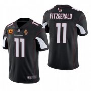 Wholesale Cheap Men's Arizona Cardinals #11 Larry Fitzgerald Black With C Patch & Walter Payton Patch Limited Stitched Jersey