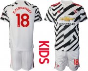 Wholesale Cheap Youth 2020-2021 club Manchester united away 18 white Soccer Jerseys