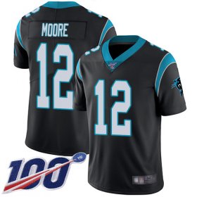 Wholesale Cheap Nike Panthers #12 DJ Moore Black Team Color Men\'s Stitched NFL 100th Season Vapor Limited Jersey