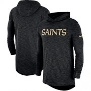 Wholesale Cheap Men's New Orleans Saints Nike Black Sideline Slub Performance Hooded Long Sleeve T-Shirt