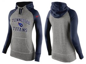 Wholesale Cheap Women\'s Nike Tennessee Titans Performance Hoodie Grey & Dark Blue_2
