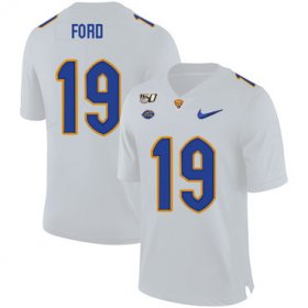 Wholesale Cheap Pittsburgh Panthers 19 Dontez Ford White 150th Anniversary Patch Nike College Football Jersey