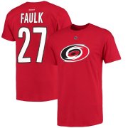 Wholesale Cheap Carolina Hurricanes #27 Justin Faulk Reebok Name and Number T-Shirt Red