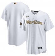 Wholesale Cheap Men's Miami Marlins Blank White 2022 All-Star Cool Base Stitched Baseball Jersey
