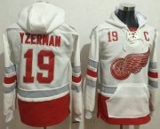 Wholesale Cheap Men's Detroit Red Wings #19 Steve Yzerman Reebok White 2017 Centennial Classic Premier Old Time Hockey Hoodie
