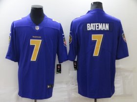 Wholesale Cheap Men\'s Baltimore Ravens #7 Rashod Bateman Purple 2020 Color Rush Stitched NFL Nike Limited Jersey