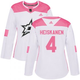Wholesale Cheap Adidas Stars #4 Miro Heiskanen White/Pink Authentic Fashion Women\'s Stitched NHL Jersey