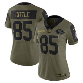 Wholesale Cheap Women\'s San Francisco 49ers #85 George Kittle Nike Olive 2021 Salute To Service Limited Player Jersey