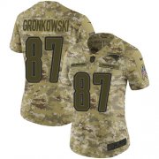Wholesale Cheap Nike Patriots #87 Rob Gronkowski Camo Women's Stitched NFL Limited 2018 Salute to Service Jersey