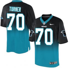 Wholesale Cheap Nike Panthers #70 Trai Turner Black/Blue Men\'s Stitched NFL Elite Fadeaway Fashion Jersey