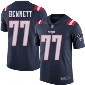 Wholesale Cheap Nike Patriots #77 Michael Bennett Navy Blue Men\'s Stitched NFL Limited Rush Jersey