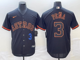 Cheap Men's Houston Astros #3 Jeremy Pena Number Lights Out Black Fashion Stitched MLB Cool Base Nike Jersey1
