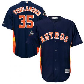 Wholesale Cheap Astros #35 Justin Verlander Navy Blue New Cool Base 2019 World Series Bound Stitched MLB Jersey