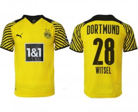 Wholesale Cheap Men 2021-2022 Club Borussia Dortmund home yellow aaa version 28 Soccer Jersey
