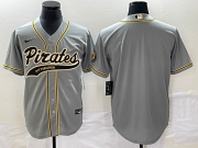 Wholesale Cheap Men's Pittsburgh Pirates Blank Grey Cool Base Stitched Baseball Jersey