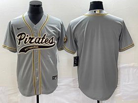 Wholesale Cheap Men\'s Pittsburgh Pirates Blank Grey Cool Base Stitched Baseball Jersey