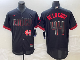 Wholesale Cheap Men\'s Cincinnati Reds #44 Elly De La Cruz Number Black 2023 City Connect Cool Base Stitched Jersey 1