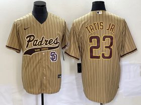 Wholesale Cheap Men\'s San Diego Padres #23 Fernando Tatis Jr Tan NEW 2023 Cool Base Stitched Jersey