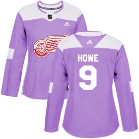 Wholesale Cheap Adidas Red Wings #9 Gordie Howe Purple Authentic Fights Cancer Women\'s Stitched NHL Jersey