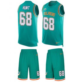 Wholesale Cheap Nike Dolphins #68 Robert Hunt Aqua Green Team Color Men\'s Stitched NFL Limited Tank Top Suit Jersey