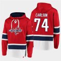 Wholesale Cheap Men's Washington Capitals #74 John Carlson Red All Stitched Sweatshirt Hoodie