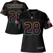 Wholesale Cheap Nike 49ers #28 Jerick McKinnon Black Women's NFL Fashion Game Jersey