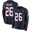 Wholesale Cheap Nike Texans #26 Lamar Miller Navy Blue Team Color Men's Stitched NFL Limited Therma Long Sleeve Jersey