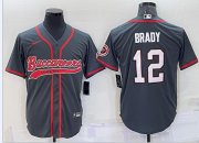 Wholesale Men's Tampa Bay Buccaneers #12 Tom Brady Grey Stitched Cool Base Nike Baseball Jersey