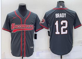 Wholesale Men\'s Tampa Bay Buccaneers #12 Tom Brady Grey Stitched Cool Base Nike Baseball Jersey