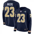 Wholesale Cheap Nike Rams #23 Cam Akers Navy Blue Team Color Women's Stitched NFL Limited Therma Long Sleeve Jersey