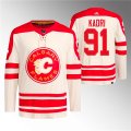 Cheap Men's Calgary Flames #91 Nazem Kadri 2023 Cream Classic Primegreen Stitched Jersey
