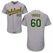 Wholesale Cheap Athletics #60 Andrew Triggs Grey Flexbase Authentic Collection Stitched MLB Jersey