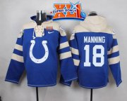 Wholesale Cheap Nike Colts #18 Peyton Manning Royal Blue Super Bowl XLI Player Pullover NFL Hoodie