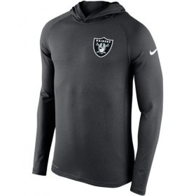 Wholesale Cheap Men\'s Las Vegas Raiders Nike Charcoal Stadium Touch Hooded Performance Long Sleeve T-Shirt