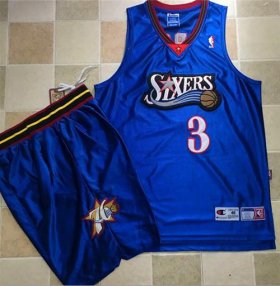 Wholesale Cheap Philadelphia 76ers #3 Allen Iverson Blue A Set Stitched NBA Jersey
