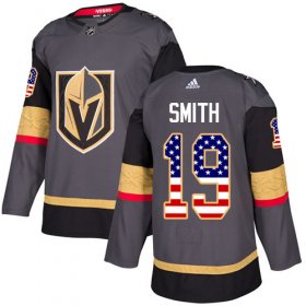 Wholesale Cheap Adidas Golden Knights #19 Reilly Smith Grey Home Authentic USA Flag Stitched NHL Jersey