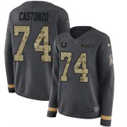 Wholesale Cheap Nike Colts #74 Anthony Castonzo Anthracite Salute to Service Women's Stitched NFL Limited Therma Long Sleeve Jersey