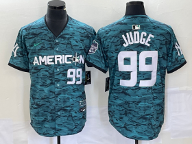 Wholesale Cheap Men\'s New York Yankees #99 Aaron Judge Number Teal 2023 All star Cool Base Stitched Baseball Jersey